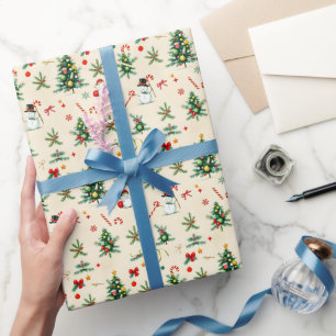  retro feestelijke kerstboom vakantie cadeaupapier