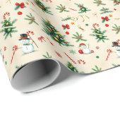 retro feestelijke kerstboom vakantie cadeaupapier (Rol Hoek)