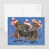retro feestelijke kerstmuizen briefkaart (Voorkant / Achterkant)