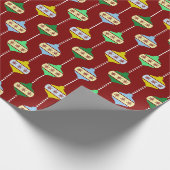 Retro, feestelijke kerstsierpatronen cadeaupapier (Hoek)