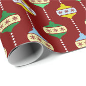 Retro, feestelijke kerstsierpatronen cadeaupapier (Rol Hoek)
