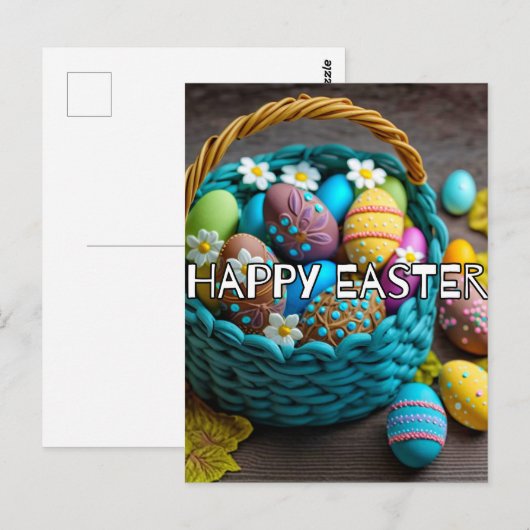 Retro feestelijke mand van paaseieren briefkaart (Voorkant / Achterkant)