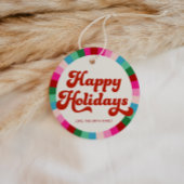 Retro Feestelijke Regenboog Roze Kerstmis Vakantie Bedankjes Labels