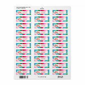 Retro Feestelijke Regenboog Roze Kerstvakantie Etiket (Full Sheet)