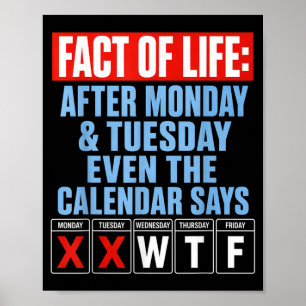 Retro feit van het leven maandag dinsdag werkweek poster