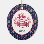 Retro Feliz Navidad Keramisch Ornament (Links)