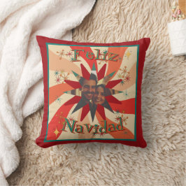 Retro Feliz Navidad Photo and Message Christmas Kussen