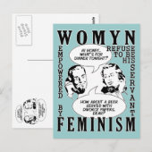 Retro Feministische Humor briefkaarten (Voorkant / Achterkant)