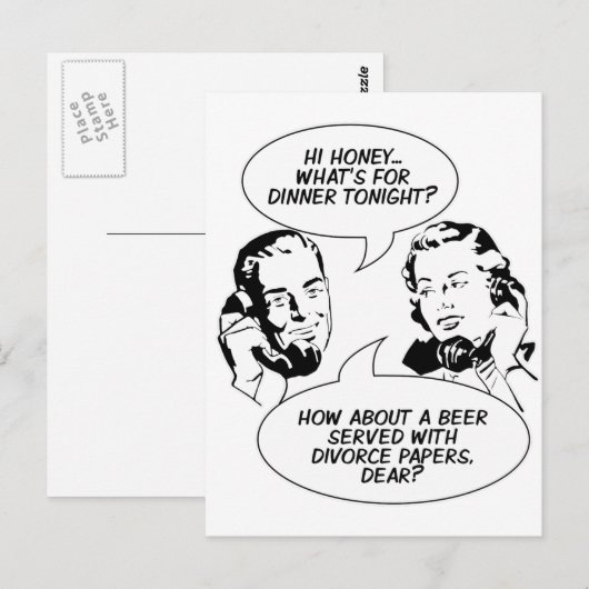 Retro Feministische Humor briefkaarten (Voorkant / Achterkant)