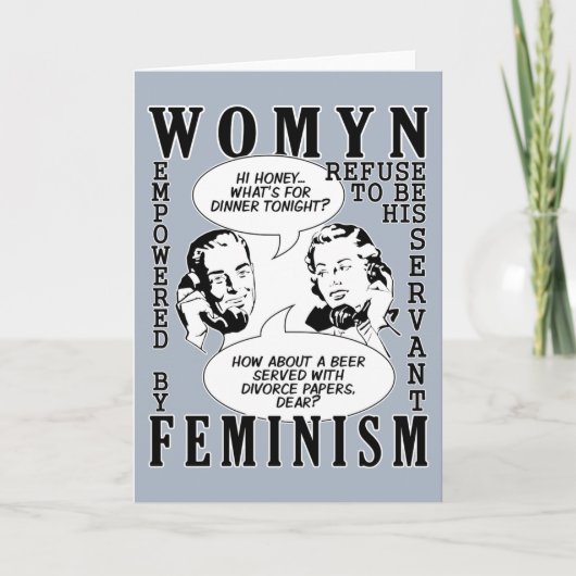 Retro Feministische wenskaarten van de Humor Kaart (Voorkant)