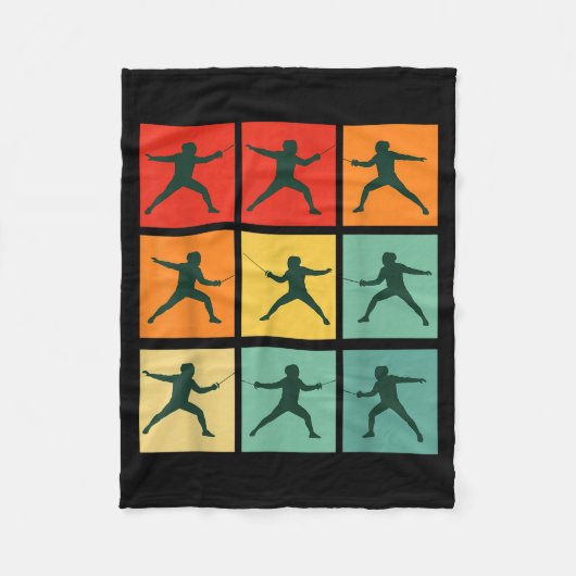 Retro Fencing For Christmas Srty Fencer Athlete Fleece Deken (Voorkant)
