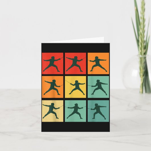 Retro Fencing For Christmas Srty Fencer Athlete Kaart (Voorkant)