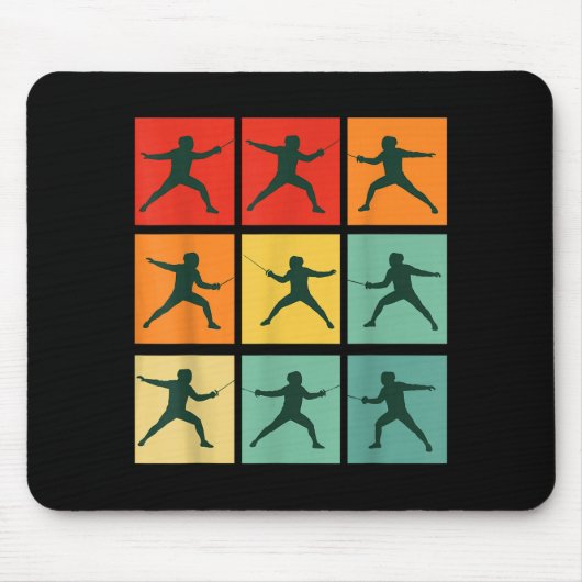 Retro Fencing For Christmas Srty Fencer Athlete Muismat (Voorkant)