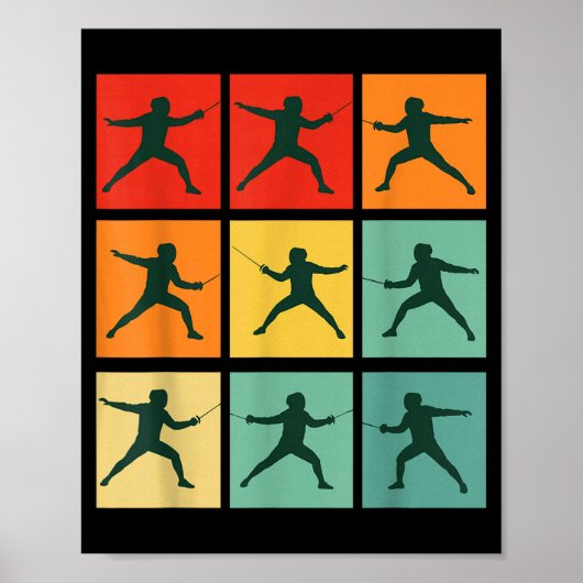 Retro Fencing For Christmas Srty Fencer Athlete Poster (Voorkant)