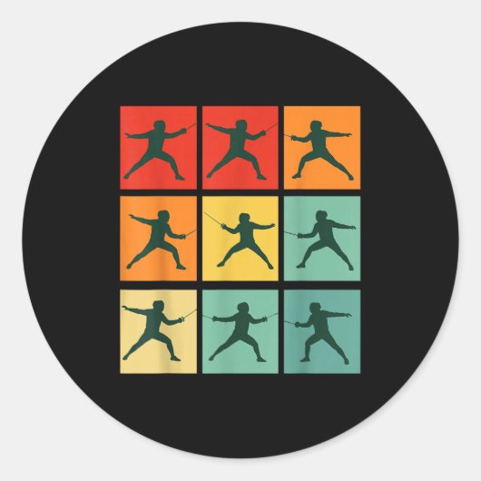 Retro Fencing For Christmas Srty Fencer Athlete Ronde Sticker (Voorkant)