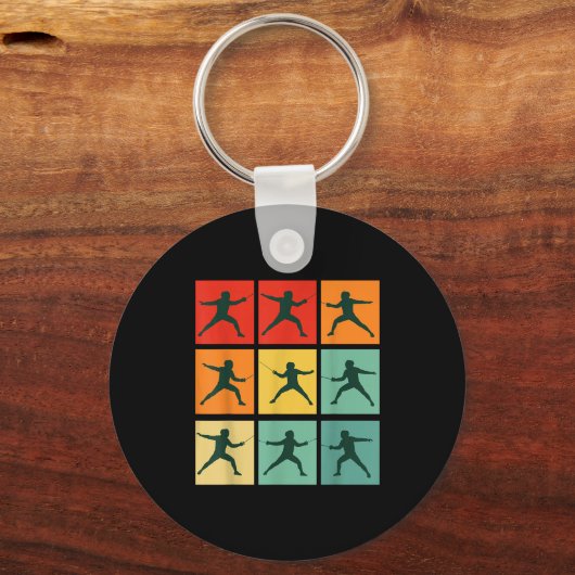 Retro Fencing For Christmas Srty Fencer Athlete Sleutelhanger (Voorkant)