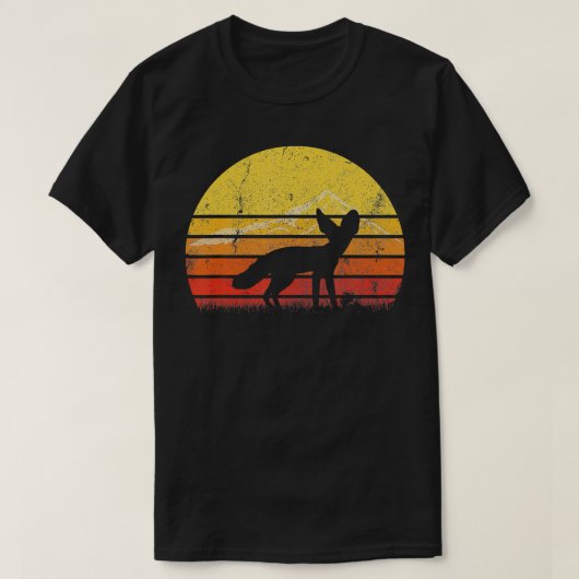  Retro Fennec Fox Silhouette Sunset Distres T-shirt (Design voorkant)