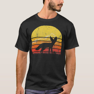  Retro Fennec Fox Silhouette Sunset Distres T-shirt
