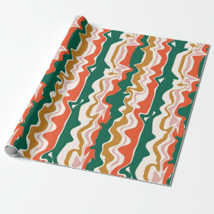 Retro Festieve Golvende Abstracte Streep Cadeaupapier