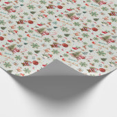 Retro Festive Green Kerstfeestdag Cadeaupapier (Hoek)