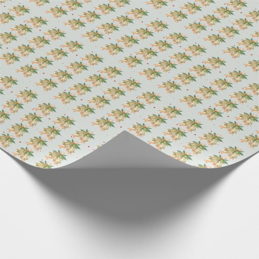  Retro Festive Green Kerstfeestdag Cadeaupapier (Hoek)