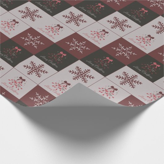 Retro Festive Merry Christmas Tiled Pattern Cadeaupapier (Hoek)