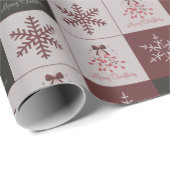 Retro Festive Merry Christmas Tiled Pattern Cadeaupapier (Rol Hoek)