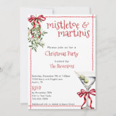 Retro Festive Mistletoe & Martinis Christmas Party Kaart (Voorkant)