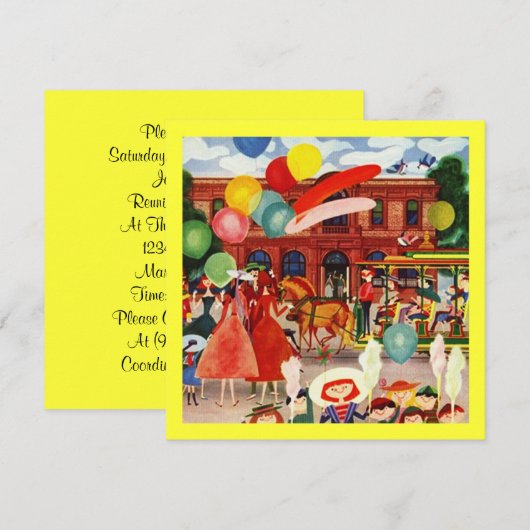 Retro Festive Party in Outdoor Picnic Invitting Kaart (Voorkant / Achterkant)