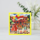 Retro Festive Party in Outdoor Picnic Invitting Kaart (Staand voorkant)