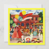 Retro Festive Party in Outdoor Picnic Invitting Kaart (Voorkant)