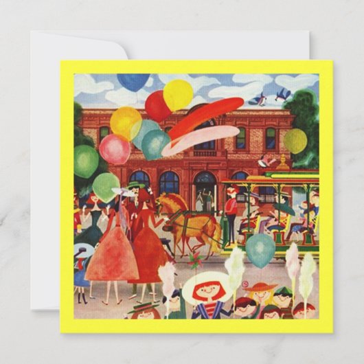 Retro Festive Party in Outdoor Picnic Invitting Kaart (Voorkant)