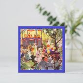 Retro Festive Party in the Park Picnic Invitations Kaart (Staand voorkant)