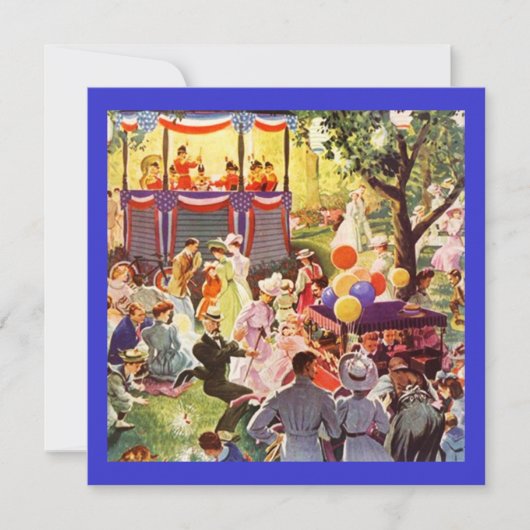 Retro Festive Party in the Park Picnic Invitations Kaart (Voorkant)