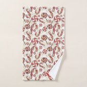 Retro Festive Red Candy Cane Pattern Monogram Bad Handdoek (Handdoek)