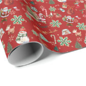  Retro Festive Red-kerstfeestdag Cadeaupapier (Rol Hoek)