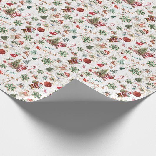  Retro Festive Red-kerstfeestdag Cadeaupapier (Hoek)