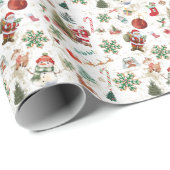  Retro Festive Red-kerstfeestdag Cadeaupapier (Rol Hoek)