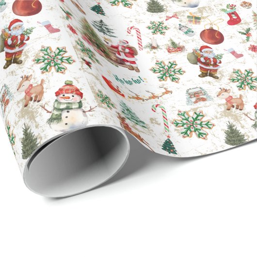  Retro Festive Red-kerstfeestdag Cadeaupapier (Rol Hoek)