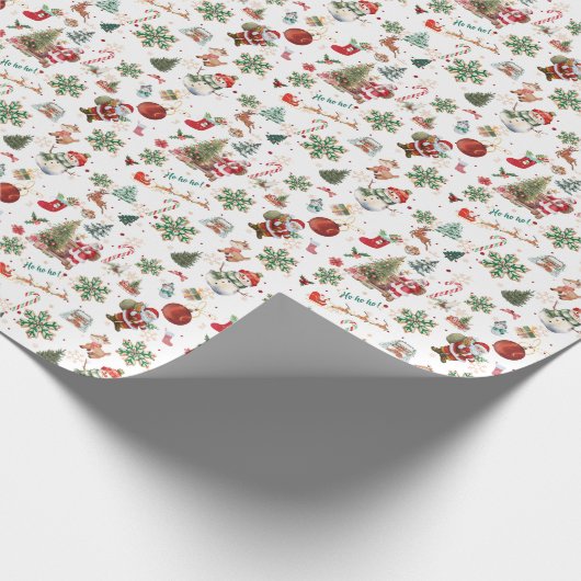  Retro Festive Red-kerstfeestdag Cadeaupapier (Hoek)