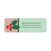 Retro Festive Stripes en Holly Custom Kerstmis Etiket (Voorkant)