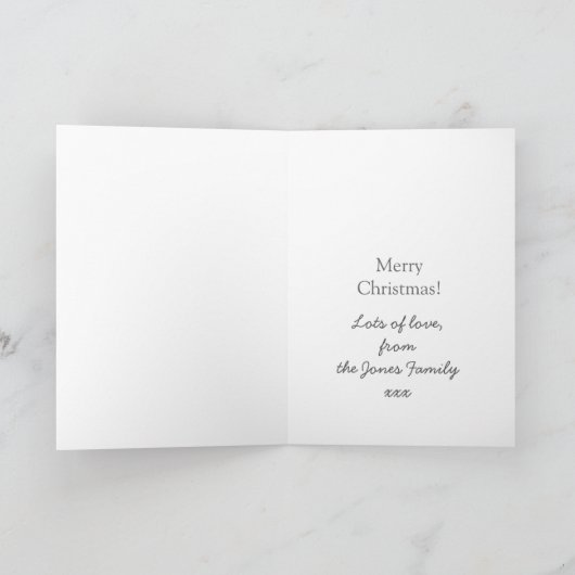 Retro Festive Stripes en Holly Custom Photo Feestdagen Kaart (Binnen)