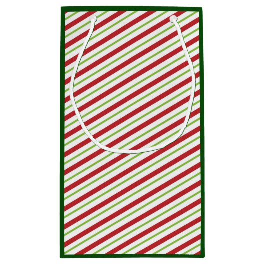 Retro Festive Stripes en Holly Custom Photo Klein Cadeauzakje (Achterkant)