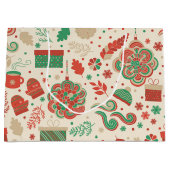 Retro Festive Winter Feestdagen Groot Cadeauzakje (Voorkant)