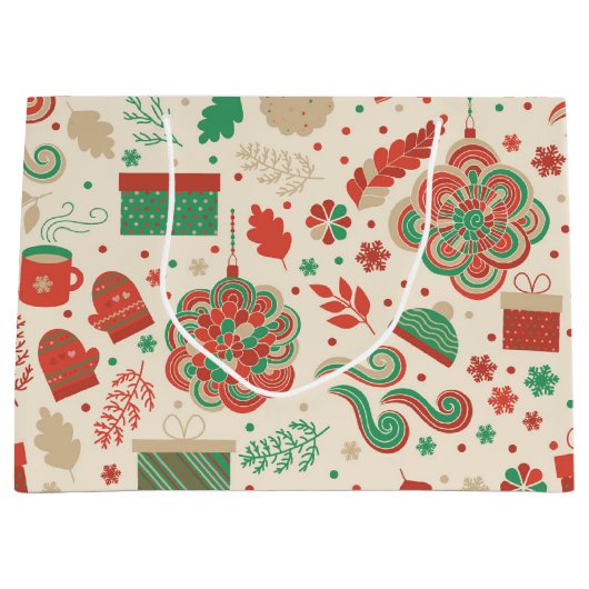 Retro Festive Winter Feestdagen Groot Cadeauzakje (Voorkant)