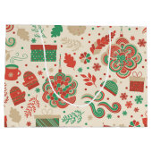 Retro Festive Winter Feestdagen Groot Cadeauzakje (Achterkant)