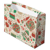 Retro Festive Winter Feestdagen Groot Cadeauzakje (Voorkant Gekanteld)