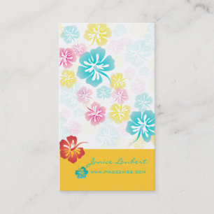 RETRO FETTE TROPISCHE BLOEMEN, HIBISCUS VISITEKAARTJE