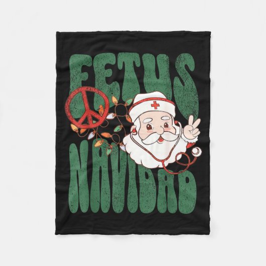 Retro Fetus Navidad Santa Claus Christmas Obgyn Nu Fleece Deken (Voorkant)