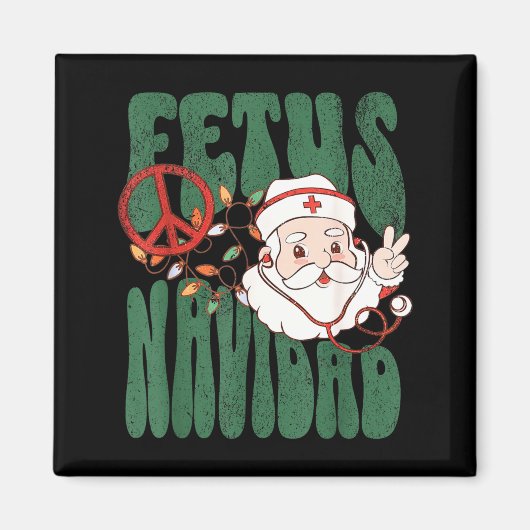 Retro Fetus Navidad Santa Claus Christmas Obgyn Nu Magneet (Voorkant)
